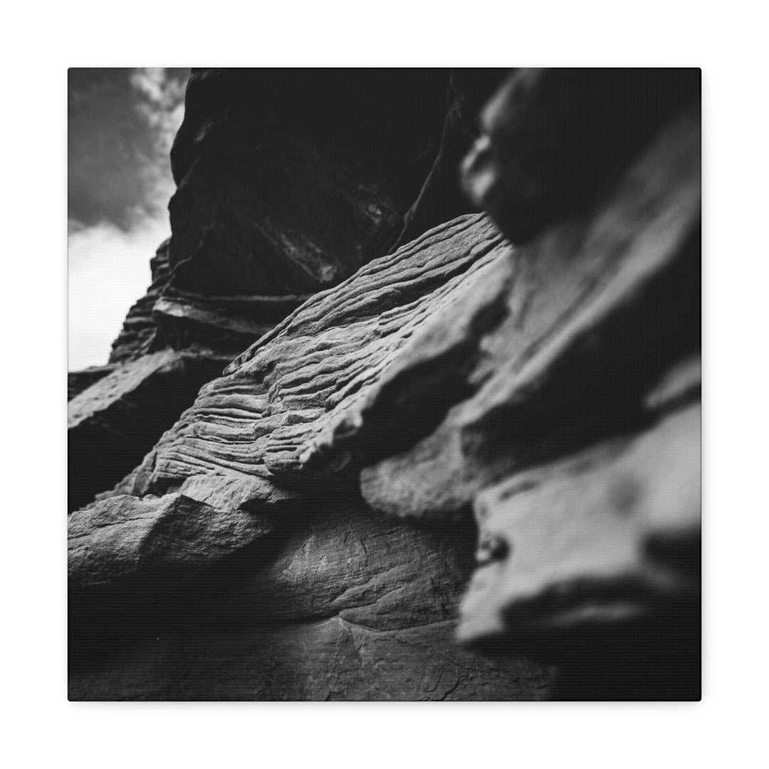 Layers of Rock in Black and White - Canvas