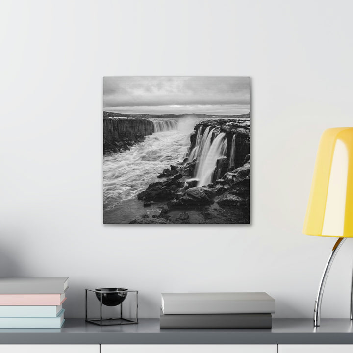 Selfoss in Black and White - Canvas