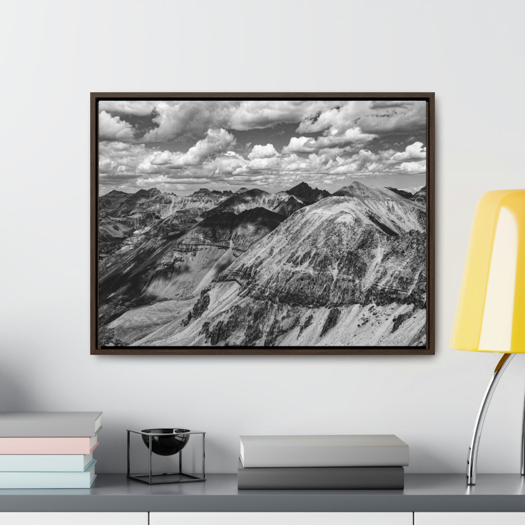 Imogene Pass From the Air in Black and White - Canvas with Frame