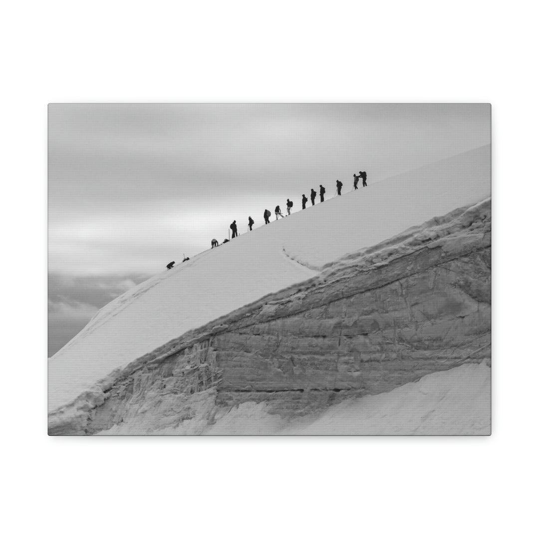 Preparing for the Climb in Black and White - Canvas