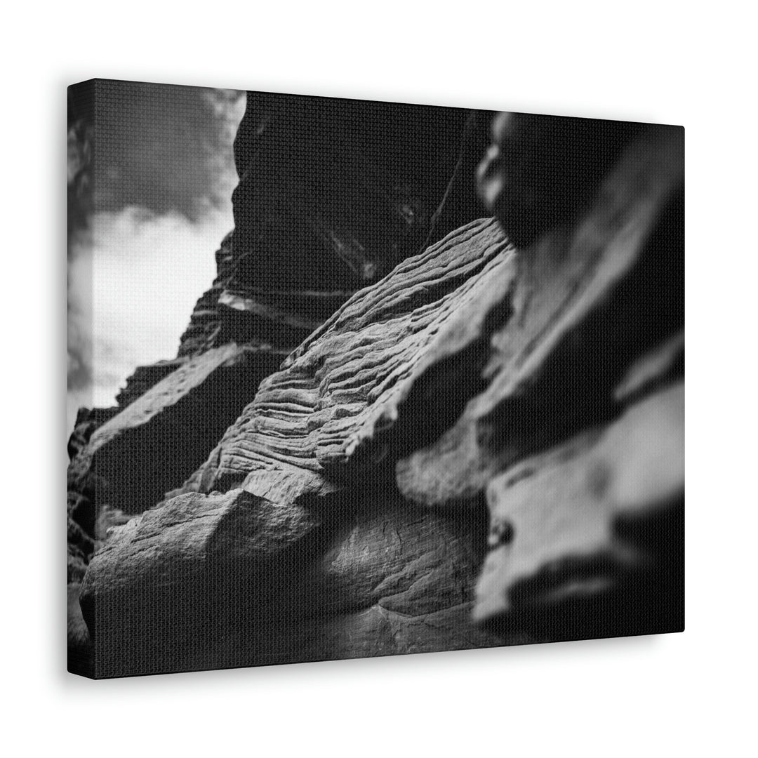 Layers of Rock in Black and White - Canvas