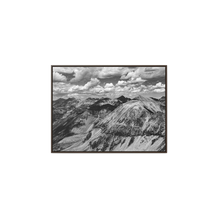 Imogene Pass From the Air in Black and White - Canvas with Frame