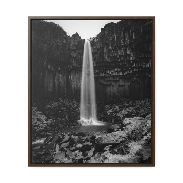 Svartifoss in Black and White - Canvas with Frame