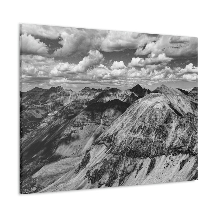 Imogene Pass From the Air in Black and White - Canvas