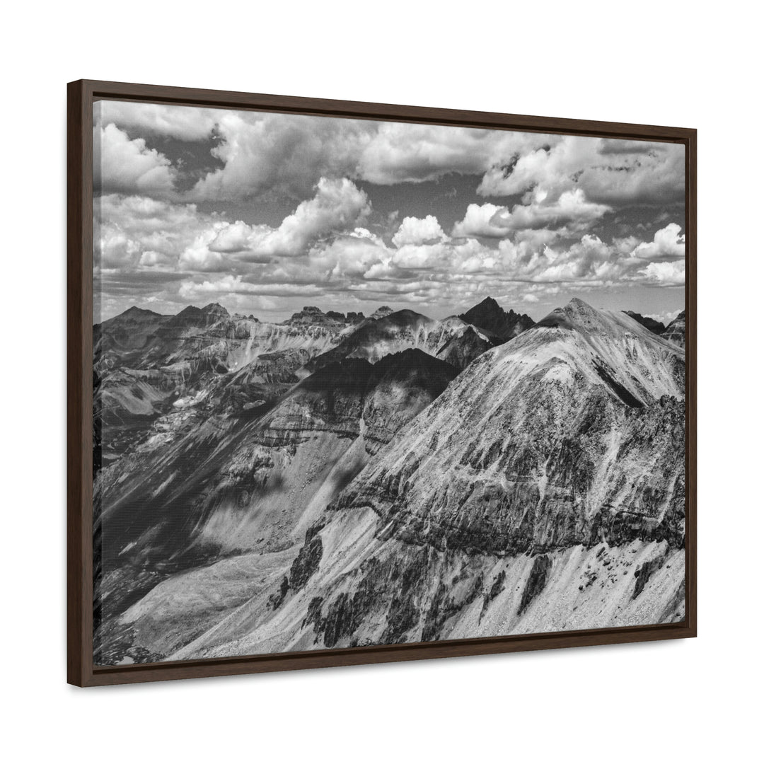 Imogene Pass From the Air in Black and White - Canvas with Frame