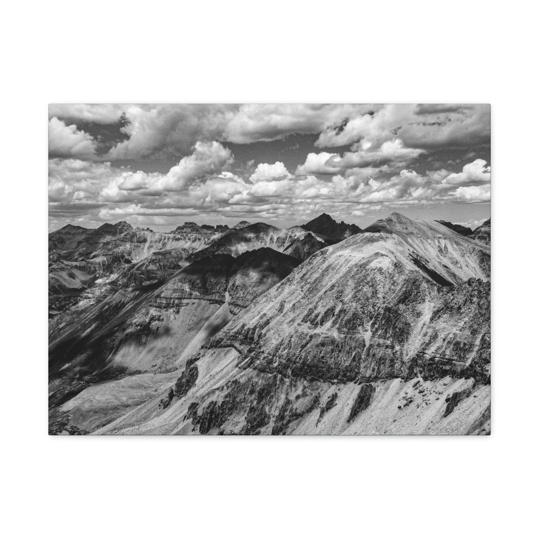 Imogene Pass From the Air in Black and White - Canvas