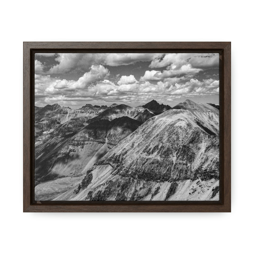 Imogene Pass From the Air in Black and White - Canvas with Frame