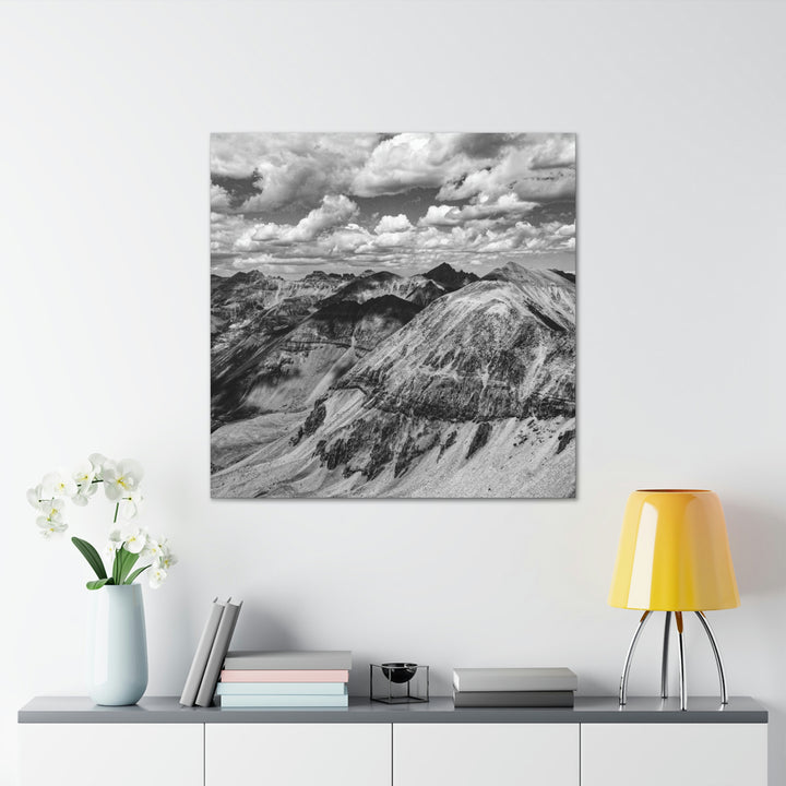 Imogene Pass From the Air in Black and White - Canvas