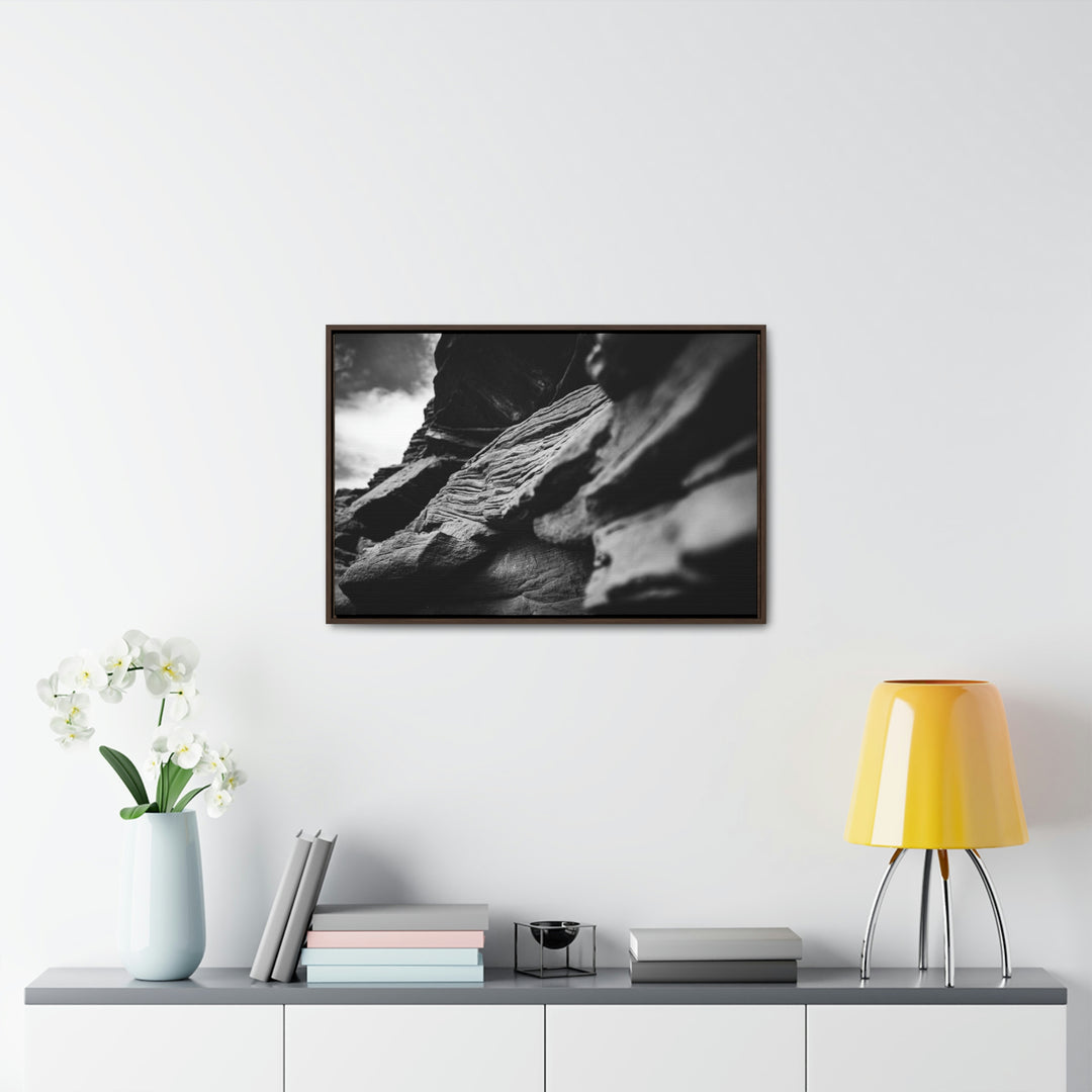 Layers of Rock in Black and White - Canvas with Frame