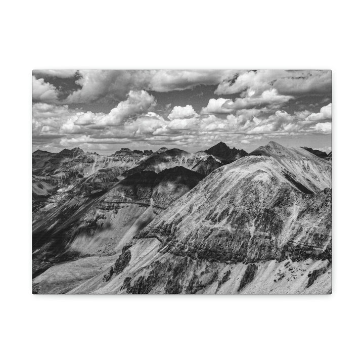 Imogene Pass From the Air in Black and White - Canvas