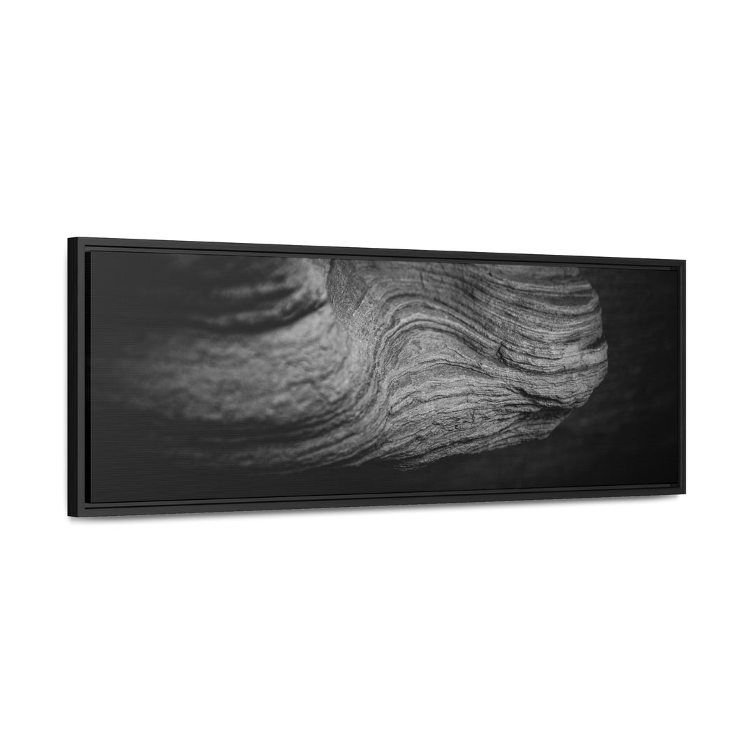 Sedimentary Rock Curves in Black and White - Canvas with Frame