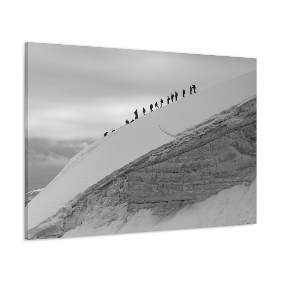 Preparing for the Climb in Black and White - Canvas