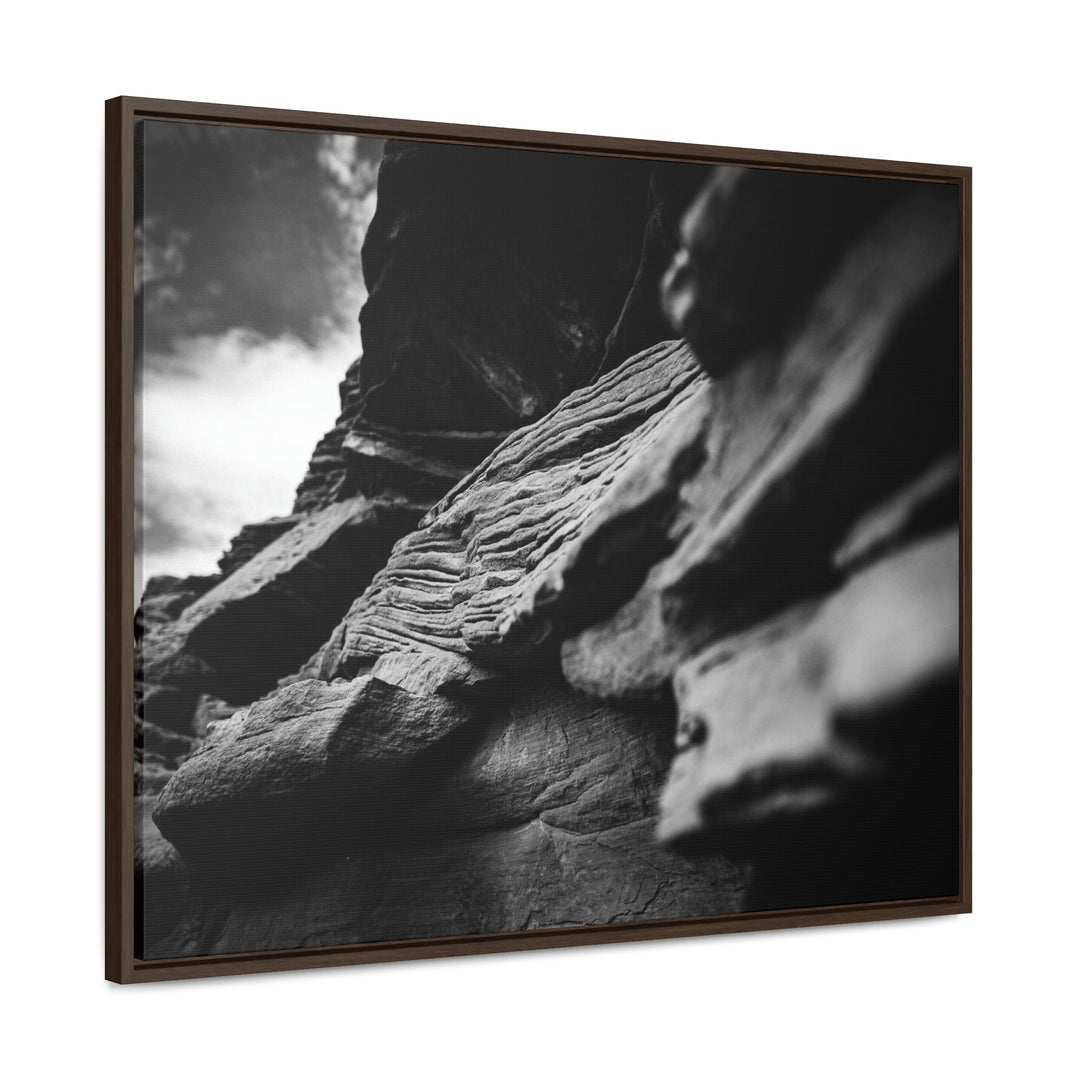 Layers of Rock in Black and White - Canvas with Frame