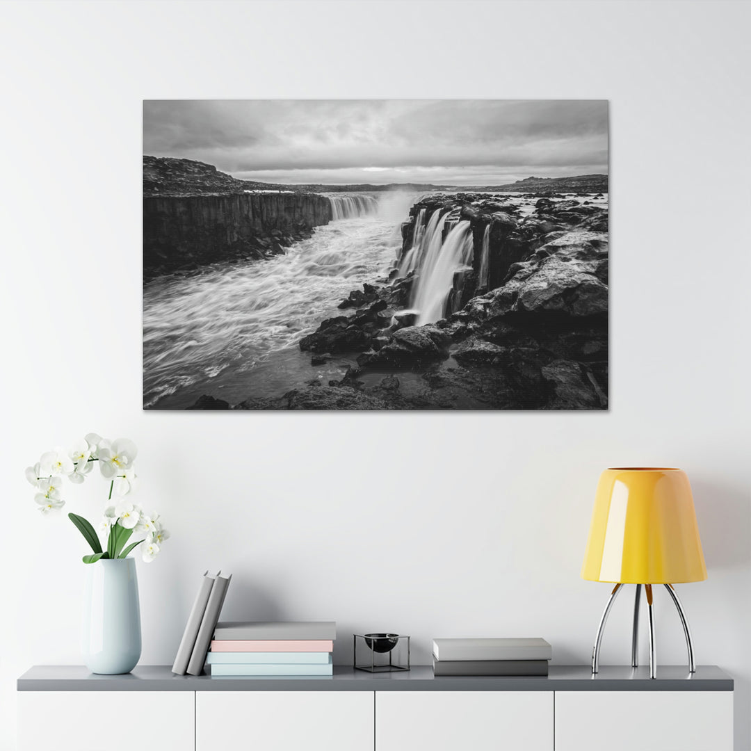 Selfoss in Black and White - Canvas