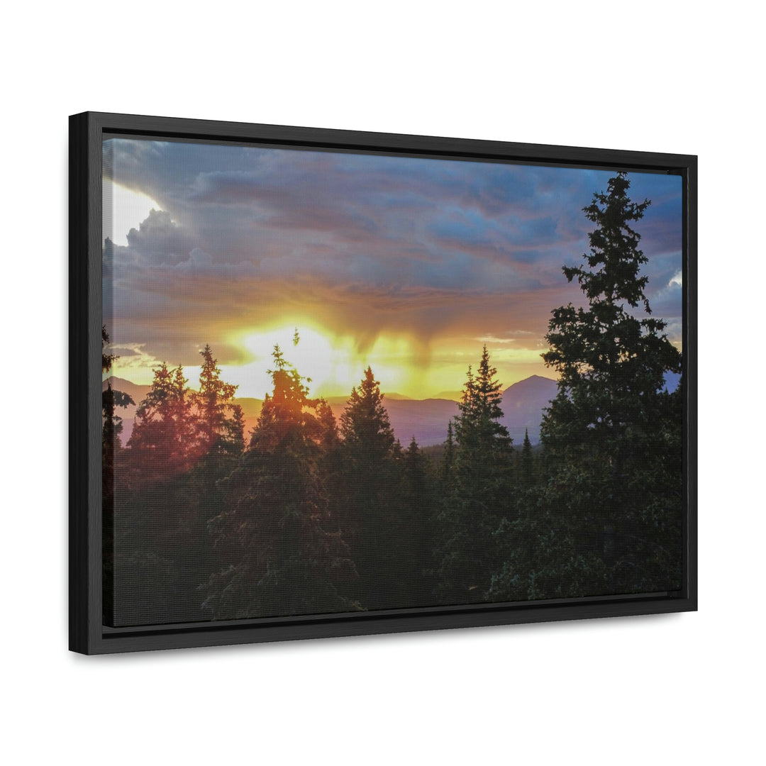 Rainy Sunset Through the Trees - Canvas with Frame