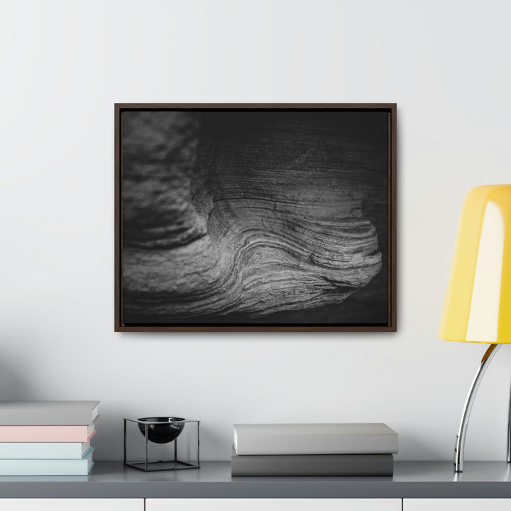 Sedimentary Rock Curves in Black and White - Canvas with Frame