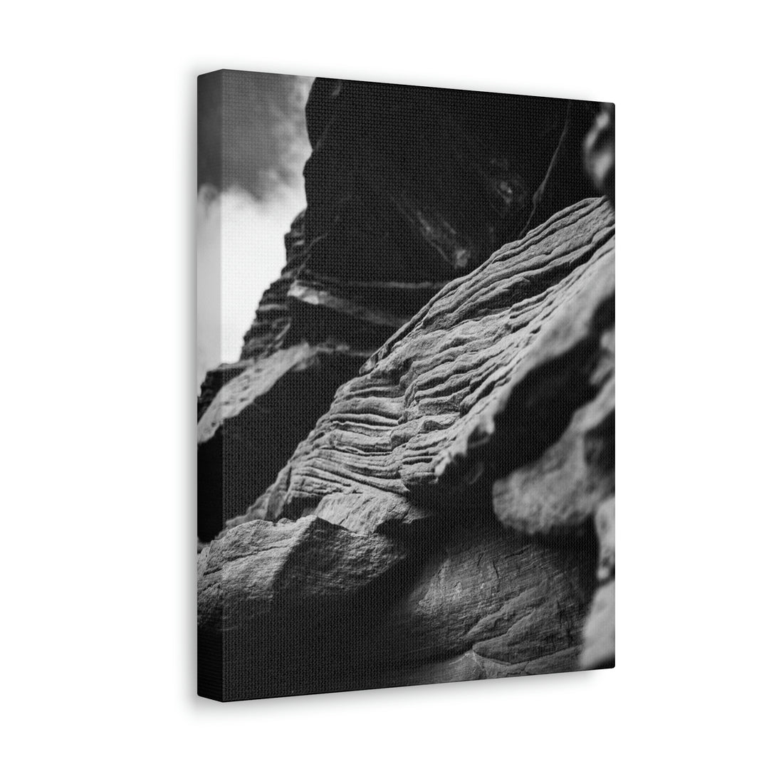 Layers of Rock in Black and White - Canvas