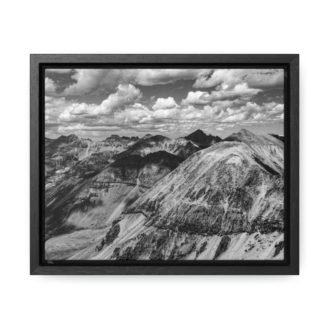 Imogene Pass From the Air in Black and White - Canvas with Frame