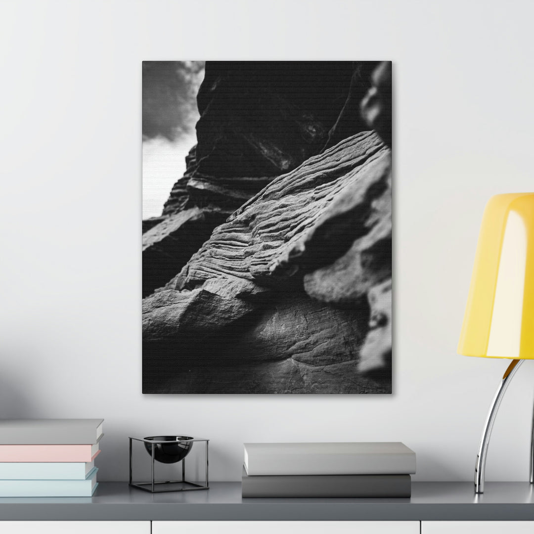 Layers of Rock in Black and White - Canvas