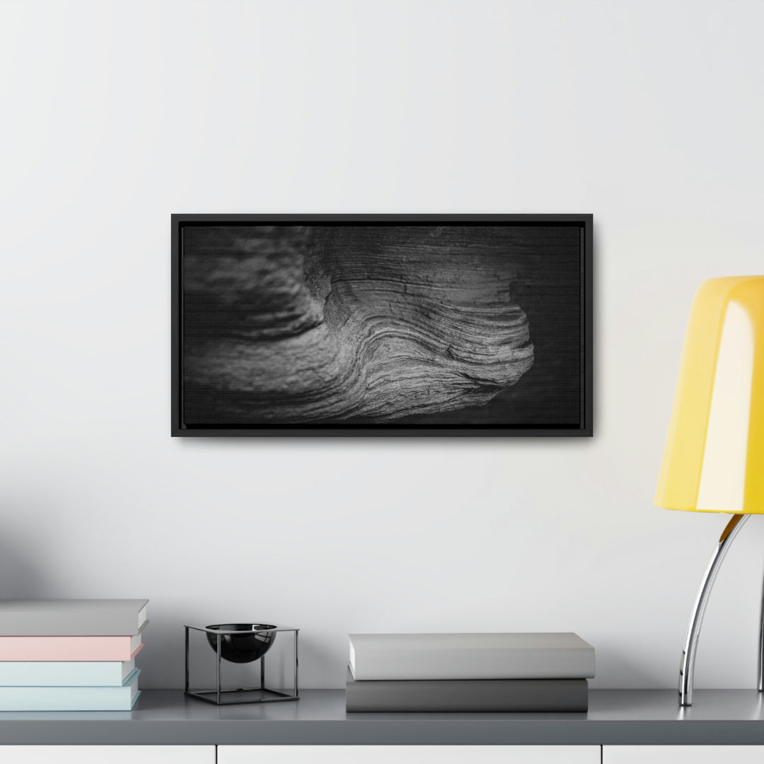 Sedimentary Rock Curves in Black and White - Canvas with Frame