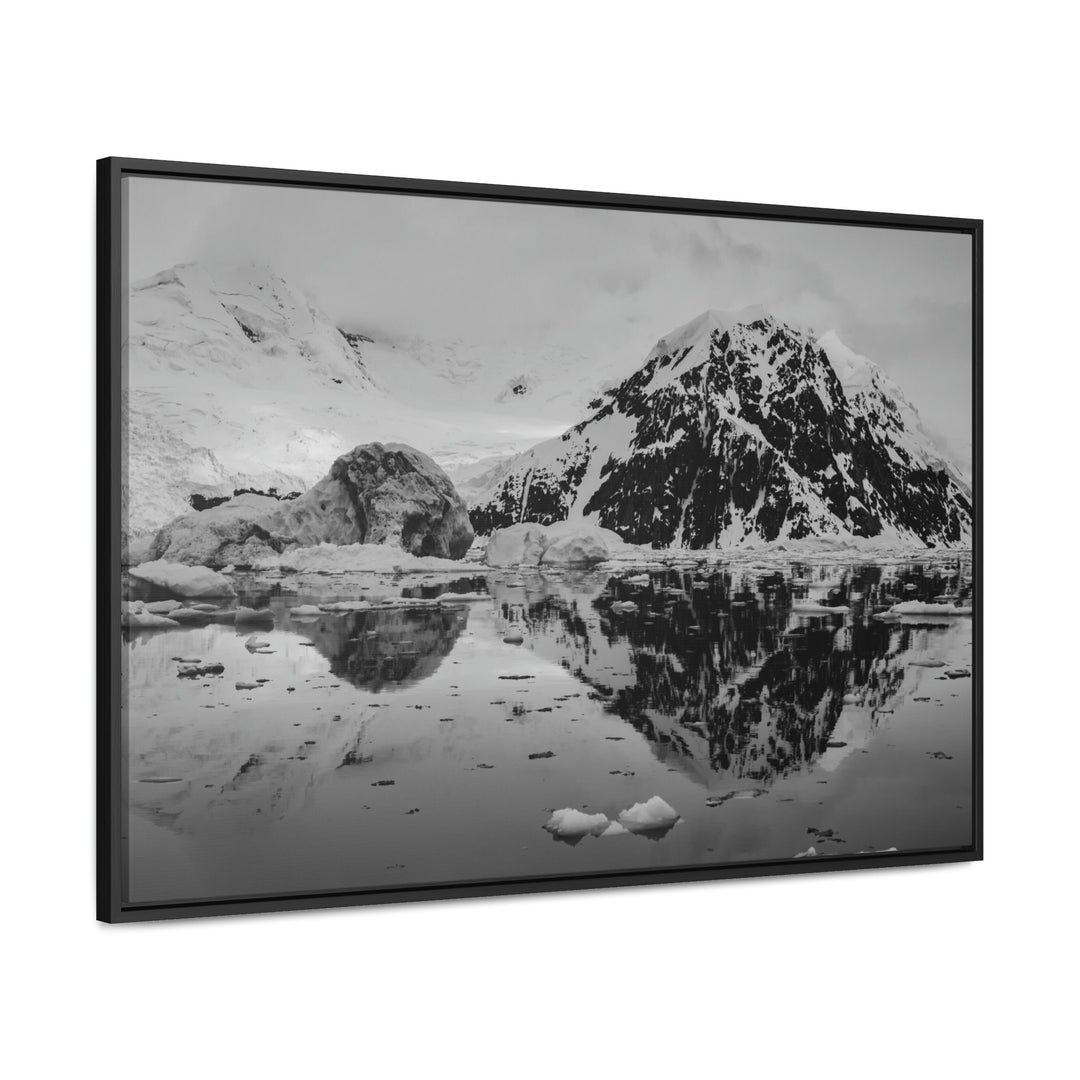 Reflected Calm in Black and White - Canvas with Frame