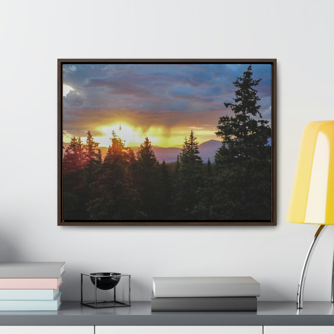 Rainy Sunset Through the Trees - Canvas with Frame