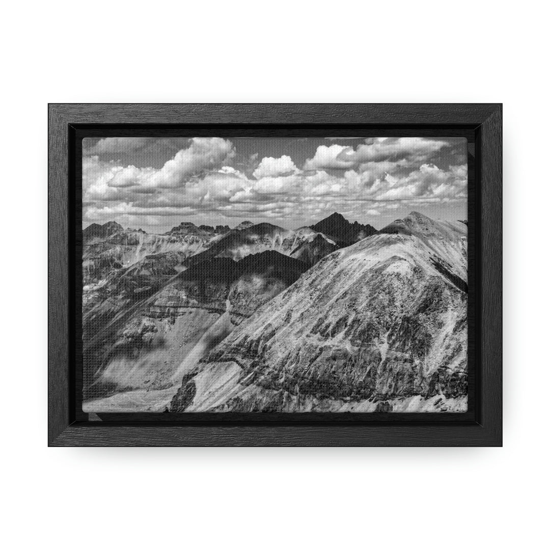 Imogene Pass From the Air in Black and White - Canvas with Frame