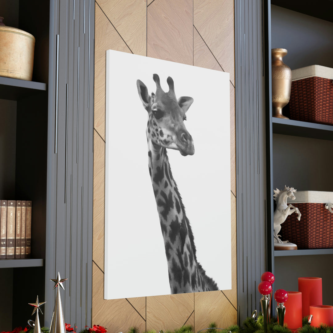 Giraffe Portrait in Black and White  - Canvas