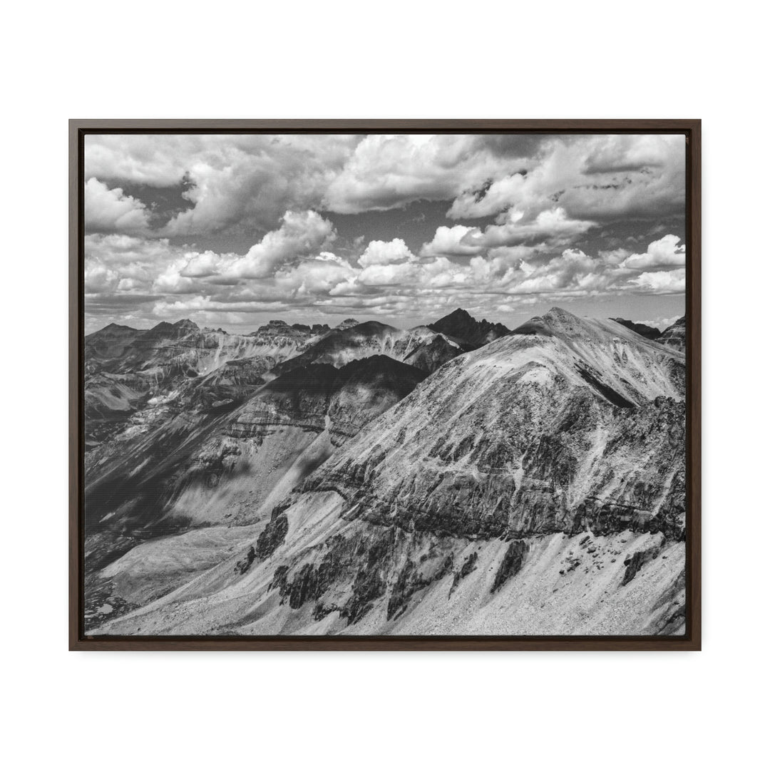 Imogene Pass From the Air in Black and White - Canvas with Frame