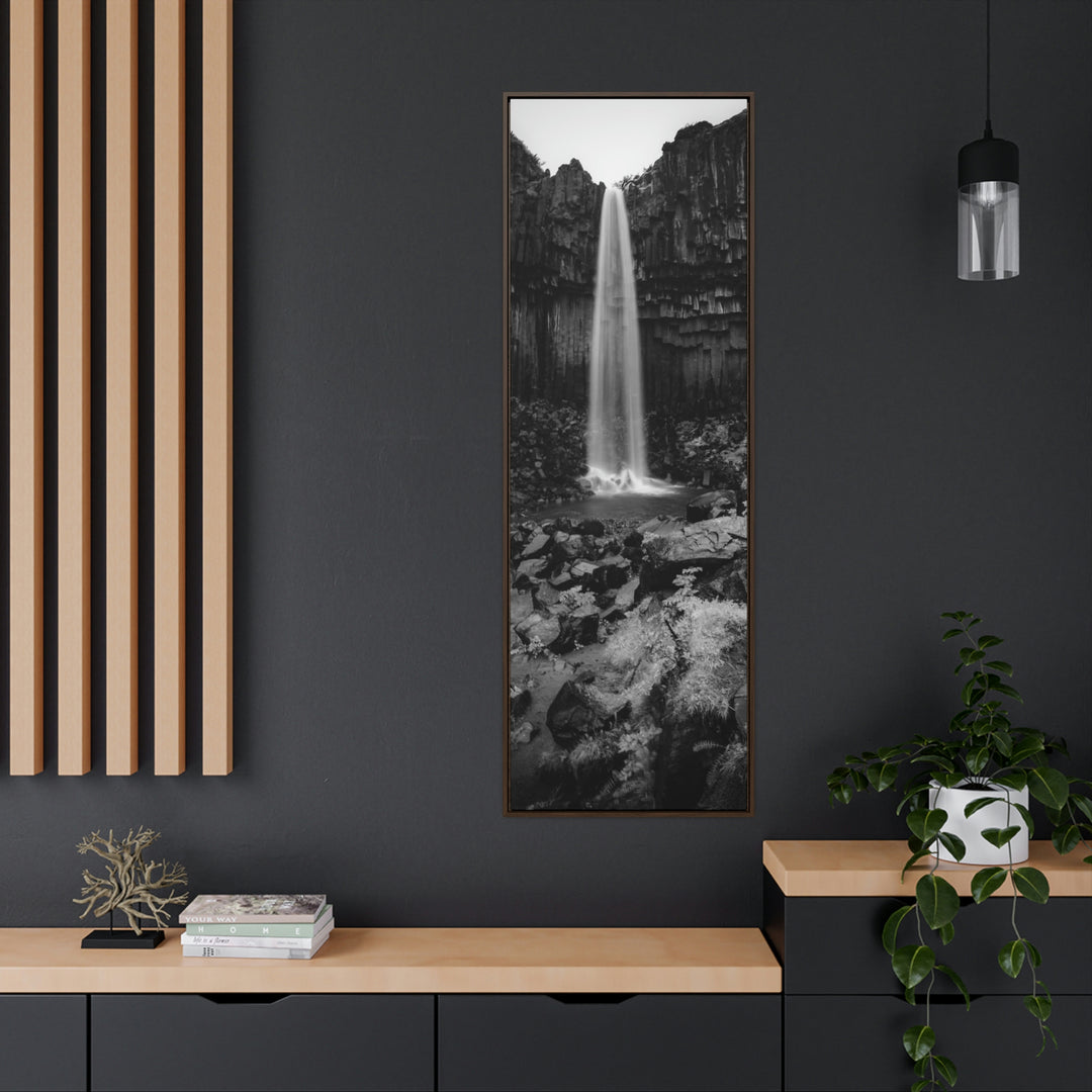 Svartifoss in Black and White - Canvas with Frame