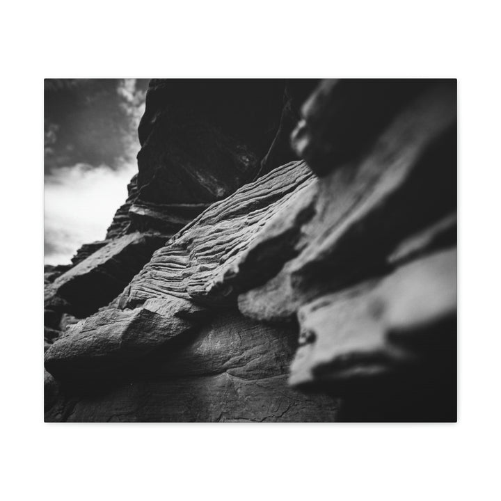 Layers of Rock in Black and White - Canvas