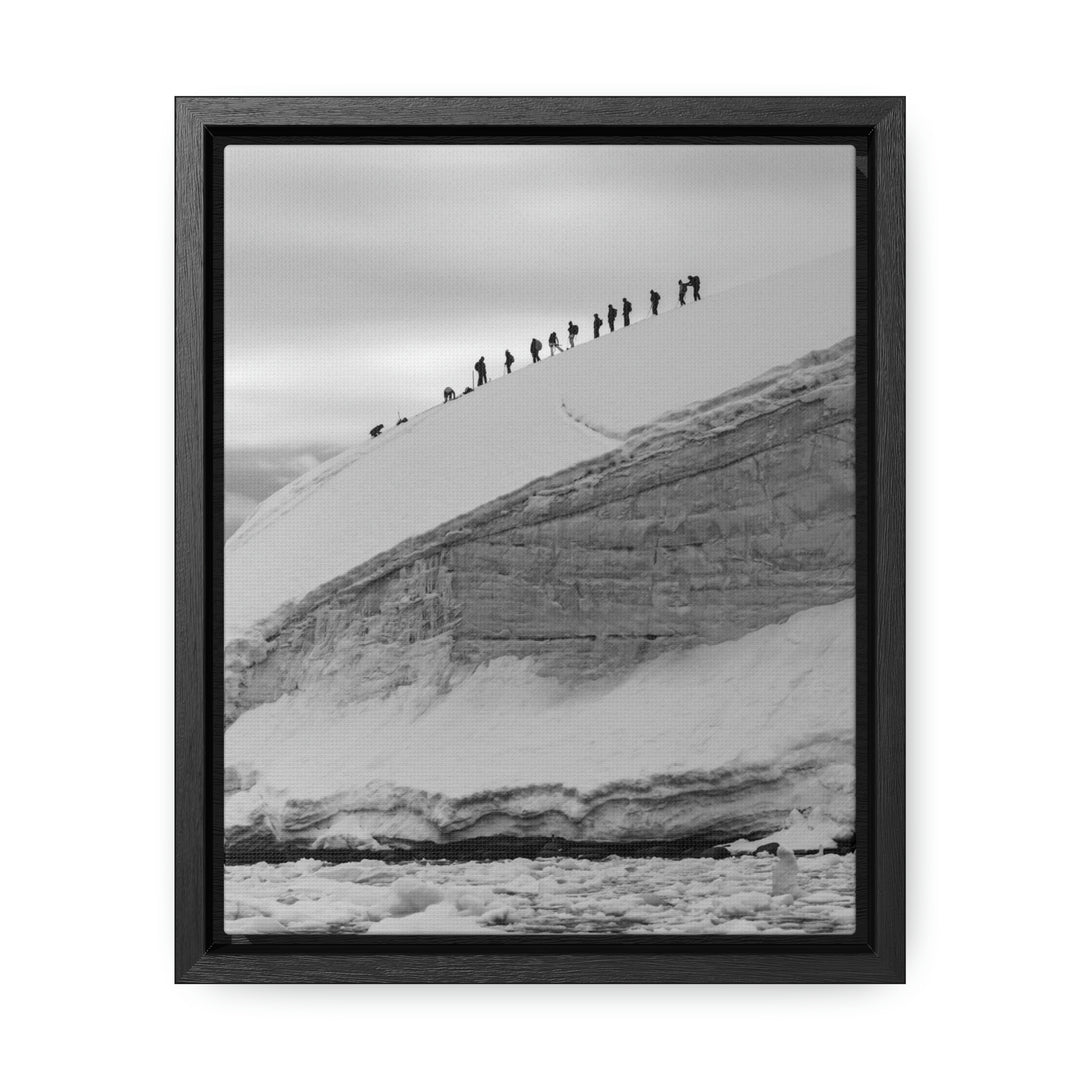 Preparing for the Climb in Black and White - Canvas with Frame