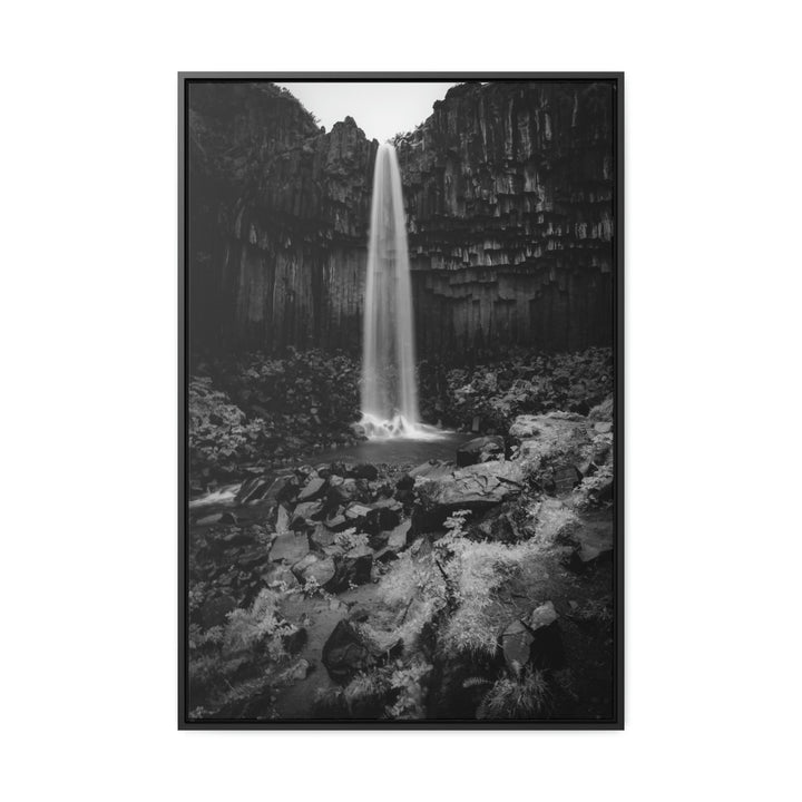 Svartifoss in Black and White - Canvas with Frame