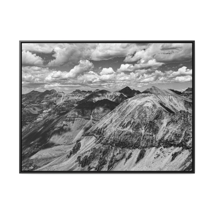 Imogene Pass From the Air in Black and White - Canvas with Frame