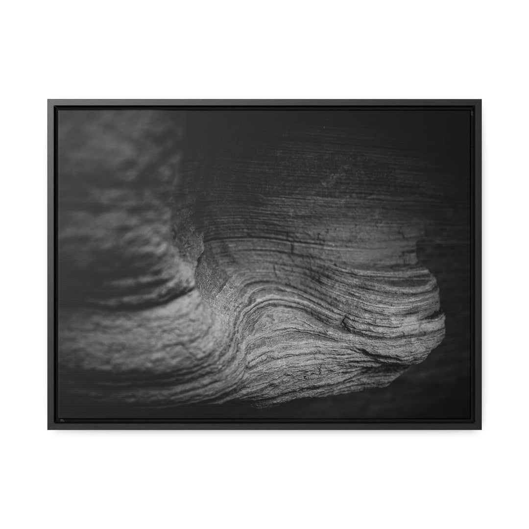 Sedimentary Rock Curves in Black and White - Canvas with Frame