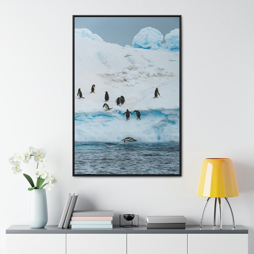 Porpoising Penguin - Canvas with Frame