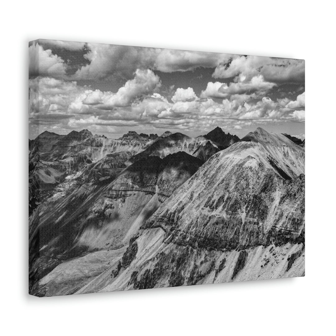 Imogene Pass From the Air in Black and White - Canvas