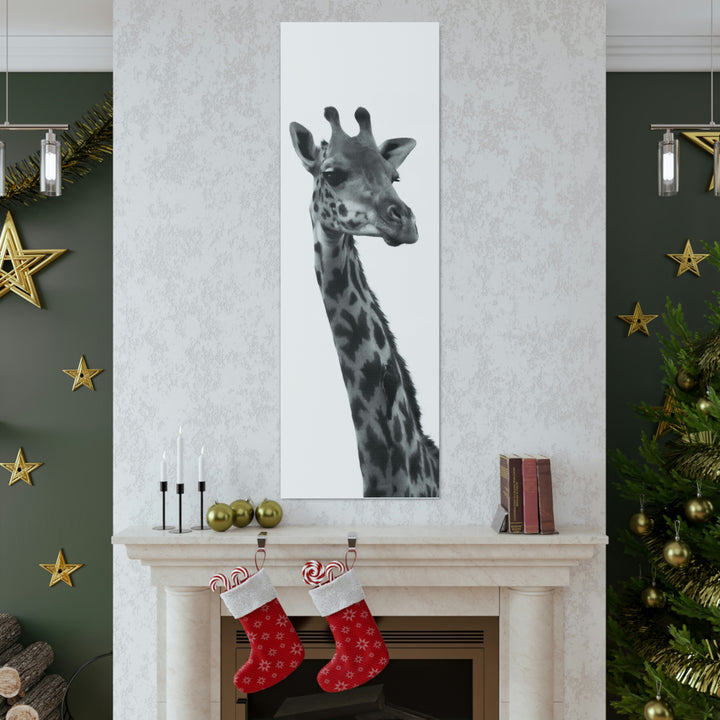 Giraffe Portrait in Black and White  - Canvas