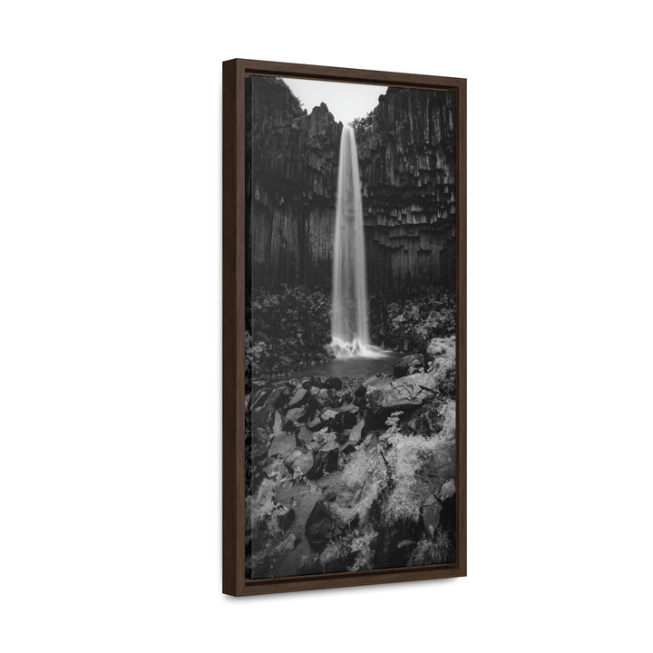 Svartifoss in Black and White - Canvas with Frame