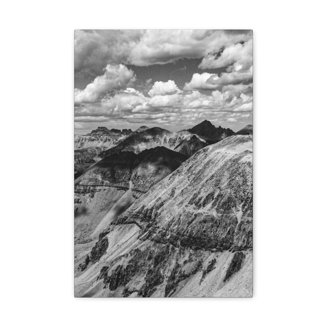 Imogene Pass From the Air in Black and White - Canvas