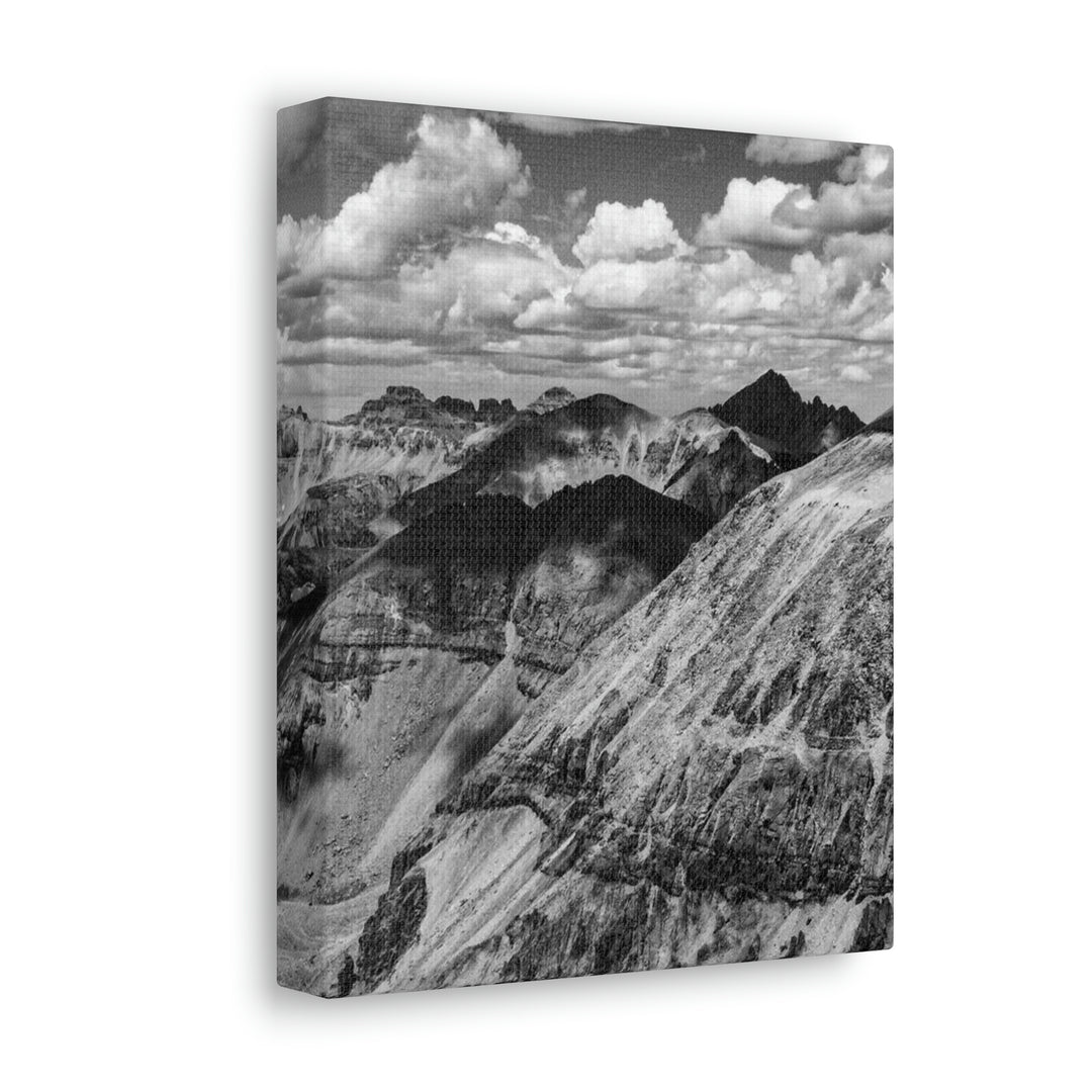 Imogene Pass From the Air in Black and White - Canvas