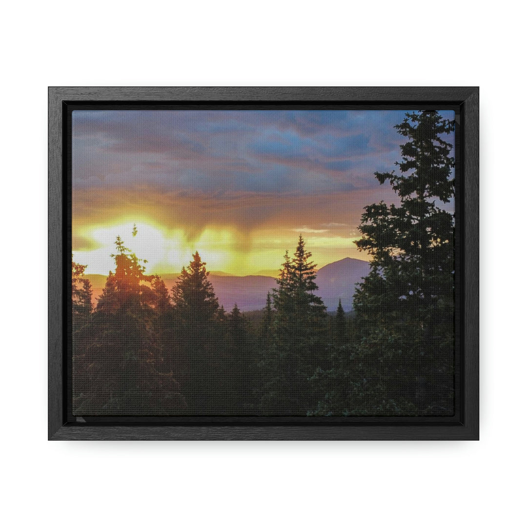 Rainy Sunset Through the Trees - Canvas with Frame