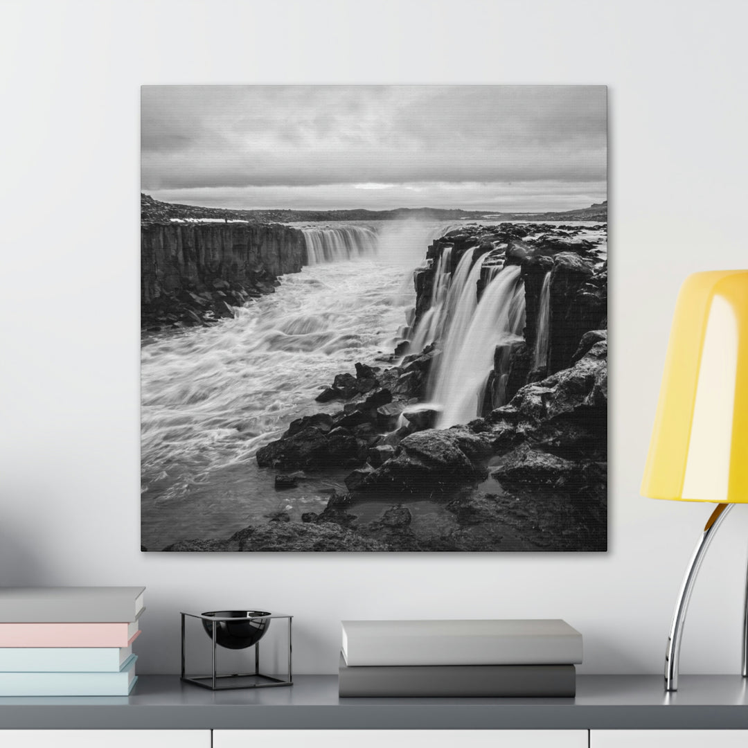 Selfoss in Black and White - Canvas