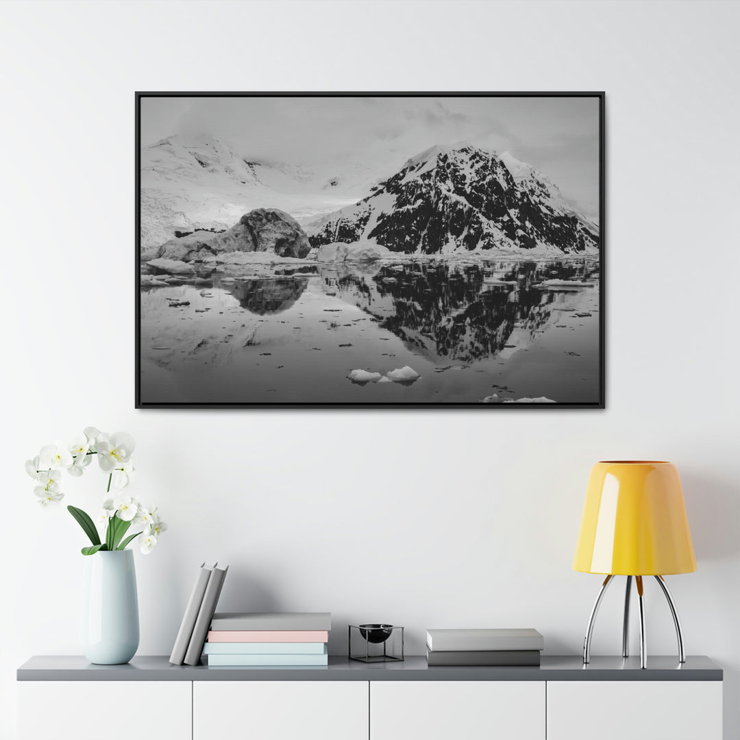 Reflected Calm in Black and White - Canvas with Frame