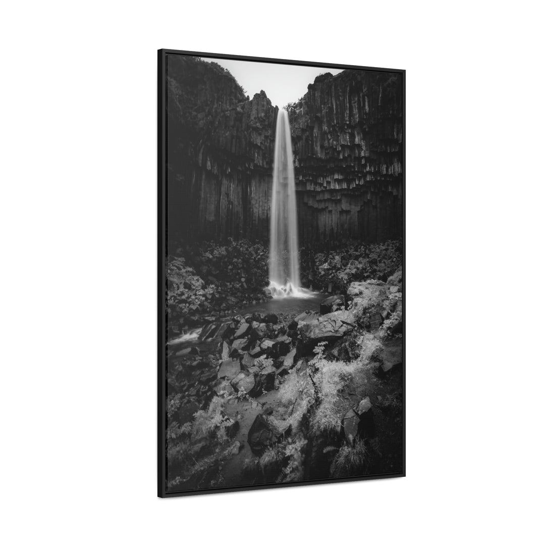 Svartifoss in Black and White - Canvas with Frame