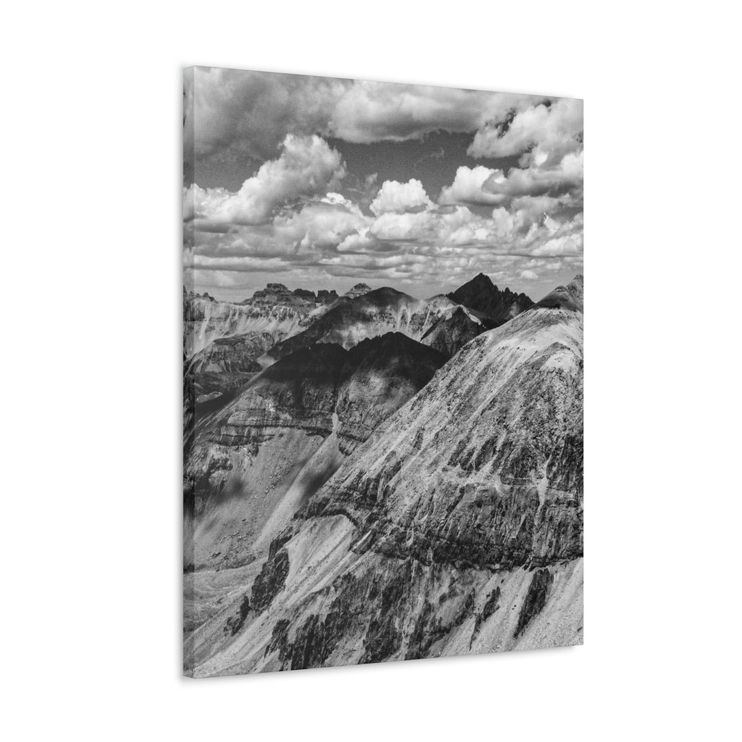 Imogene Pass From the Air in Black and White - Canvas