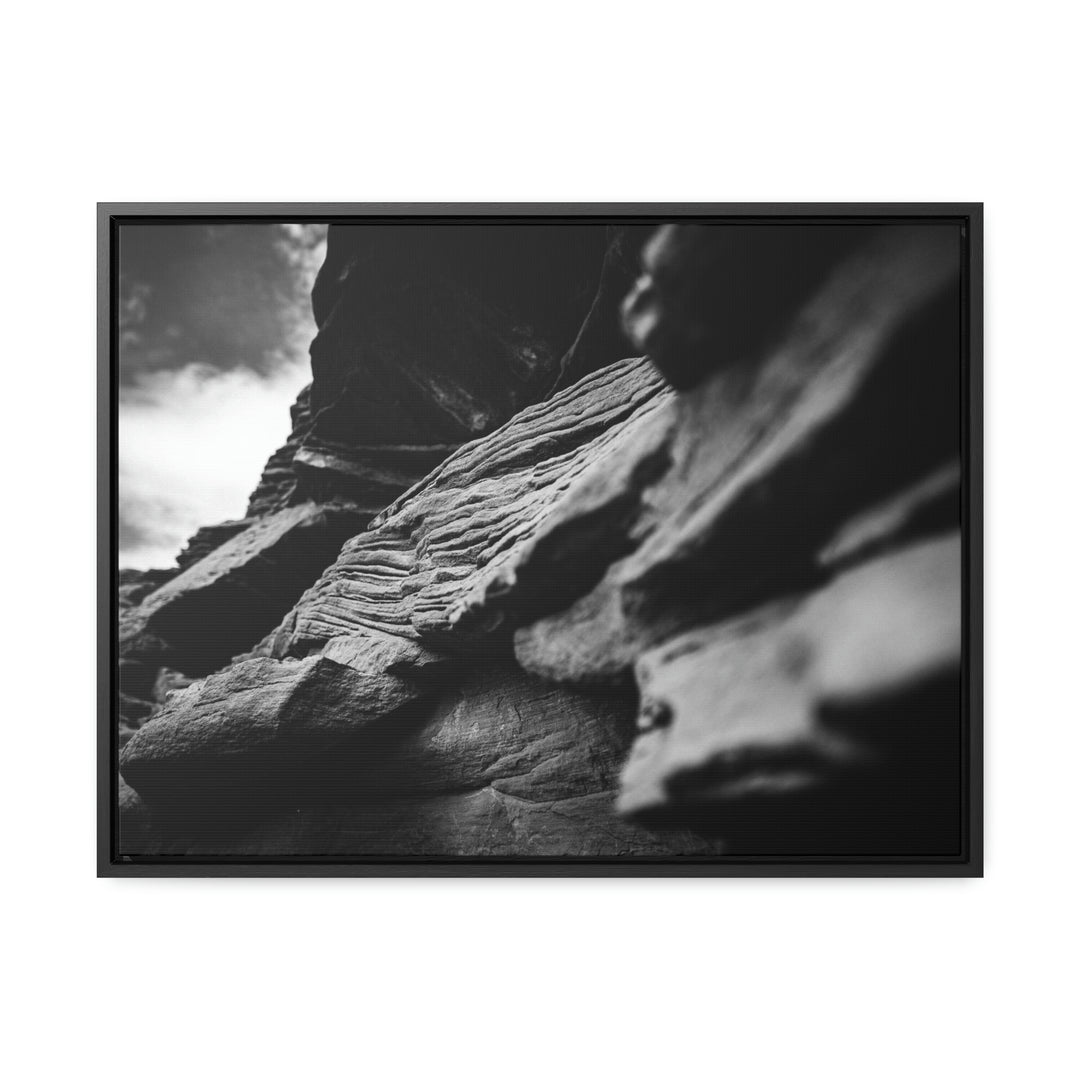 Layers of Rock in Black and White - Canvas with Frame