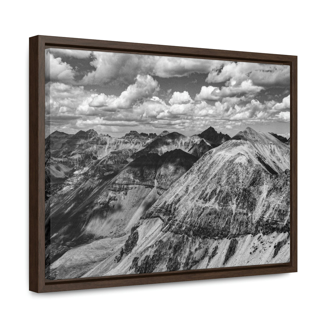 Imogene Pass From the Air in Black and White - Canvas with Frame