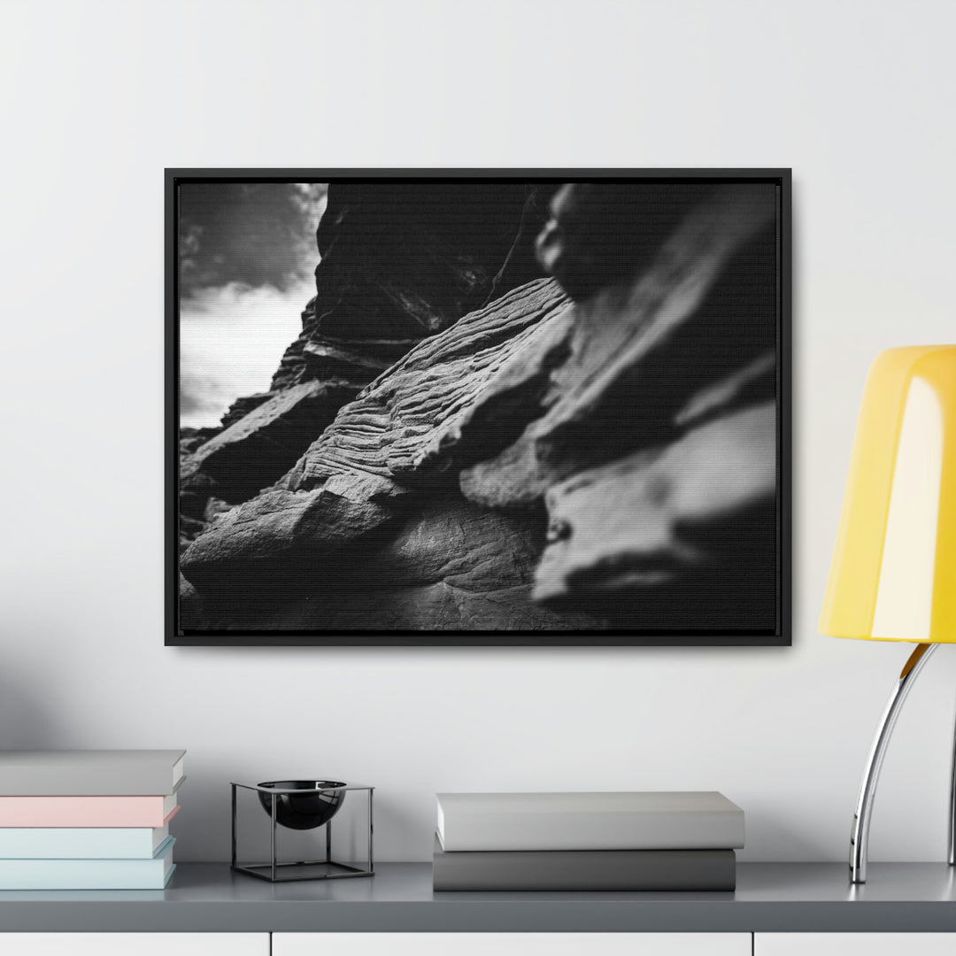 Layers of Rock in Black and White - Canvas with Frame