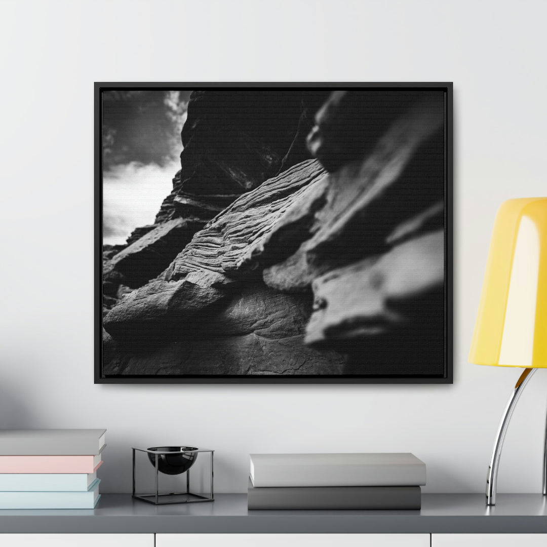 Layers of Rock in Black and White - Canvas with Frame